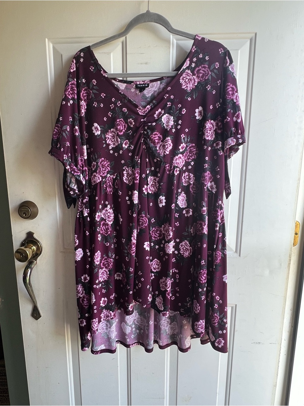 torrid Plum Floral V-Neck Babydoll Tunic